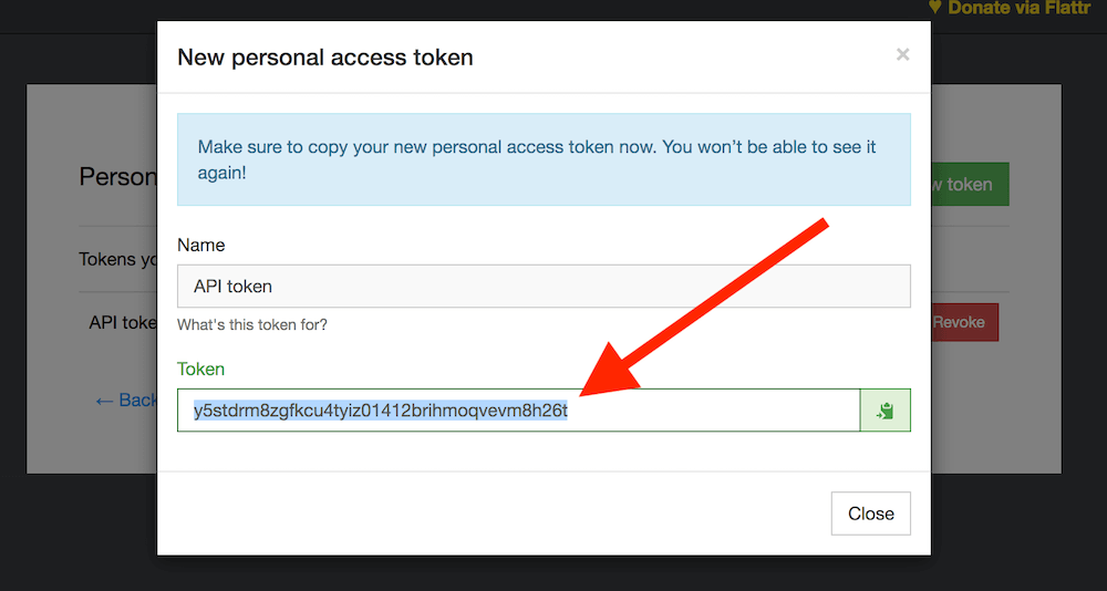 Copy your token to clipboard